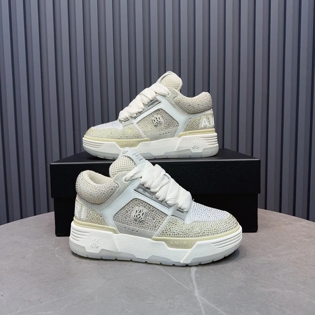 Men's men's shoes 💰800 AMIRI Amir Couple's new hot brick high street sneakers with bone sports shoes, toe-layer cowhide upper, upper side bones, purely hand-stitched, with good three-dimensional effect, customized metal LOGO, code number 35-44 (45, 46 customized)